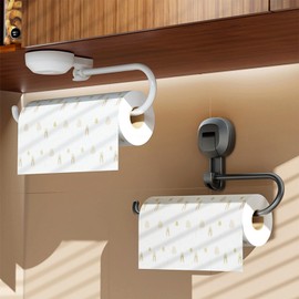 Kitchen Roll Holder No Drilling Strong Suction Cup Kitchen Roll Holder Wall Plastic Kitchen Roll Holder for Kitchen and Bathroom (Black)