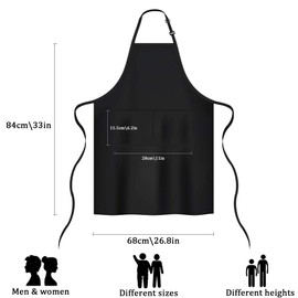 Eastrise Kitchen Apron Adjustable Bib Chef Aprons Cooking Apron Unisex Women Men Aprons Perfect for Home Kitchen,Baking,Gardening,Restaurant,Coffee House BBQ(1PCS/Black/2 Pockets)