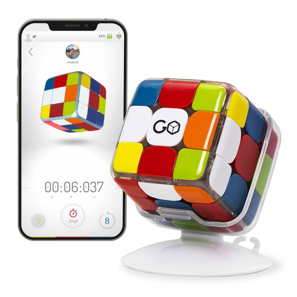 GoCube Edge Full Pack - Connected Electronic Bluetooth Cube - Award-Winning 3x3 Magnetic Speed Cube - Free App Enabled Interactive Smart Cube - Best Gift for Kids & Adults - STEM Brain Teaser Puzzles