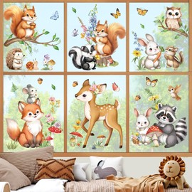 decalmile Woodland Animals Double Sided Window Clings Forest Animal Window Decals Deer Fox Squirrel Raccoon Glass Window Doors Window Stickers