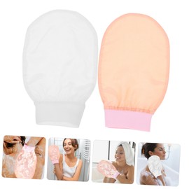 Vaguelly 2pcs Faux Silk Exfoliating Washcloths for Men Women Gentle Bath Gloves and Back Scrubber for Skin Cleansing Soft Silky Touch for