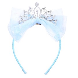 Lusofie Crown Headband Princess Tiara Glitter Toddler Headband Princess Crown for Graduation Birthday Party Fairy Costume Hair Accessories (Blue)