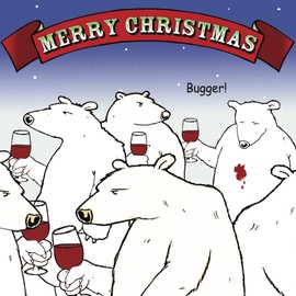 Twizler Funny Christmas Card Polar Bear Party - Merry Christmas Card Funny - Xmas Card - Mens Christmas Card For Him Husband Son Dad - Womens Christmas Card For Her Wife Daughter Mum