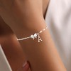Sterling Silver Initial Bracelet for Women Dainty Minimalist Bow Butterfly