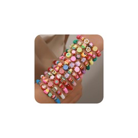 BFFAEAE Friendship Bracelets Heishi Surfer Clay Bead Bracelets Stack Beaded Stretch Bff Bracelet for Women Boho Stackable Bracelets Preppy Beach Jewelry Party Favors