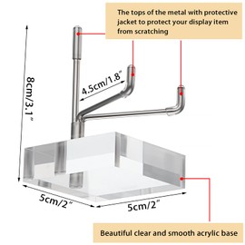 Hipiwe Adjustable Silver Metal Arm Display Stand Easel with Square Acrylic Base,Square Silver Medium 5*5*8cm