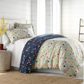 Southshore Fine Living, Inc. Duvet Cover King Size/California King Size, Easy-Care Cal King Size Duvet Cover with 2 Shams, Soft King Comforter Cover, Wrinkle-Free, Boho Bloom Blue