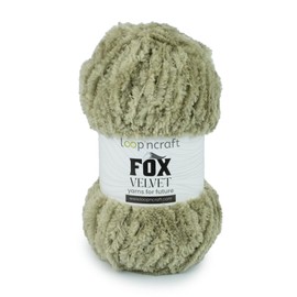 Chenille Yarn Sage Green Loopncraft 100g Fox Velvet Plush Yarn with Fringe