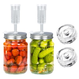 JOBVERT Fermentation Kit - 2 Upgraded Lids and 2 Glass Weights for 86MM Wide Mouth Mason Jars, Making and Storing Sauerkraut (Jars Not Included)