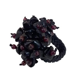 Pandecor Comarco Sa Natural Stone Acrylic Obsidian Garnet Stretch Ring, Acrylic, Obsidian Garnet