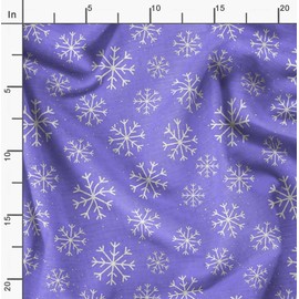 Soimoi Purple Velvet Fabric Snow Flakes Floral Decor Fabric Printed BTY 58 Inch Wide