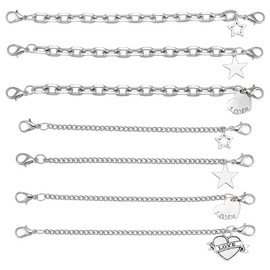 PH PandaHall 12pcs Shoe Chains Shoelace Charms Boot Decorations Heart Star Charms with 2 Styles Chains Goth Punk Style Chain for Sneakers High Heels Purse Keychain Accessories 1.26~6.46 Inch
