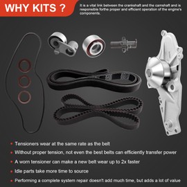 Timing Belt Kit with Water Pump Compatible with 03-18 Honda Accord,Odyssey Pilot Crosstour Ridgeline,MDX TL TSX RDX RL ZDX,Saturn Vue 3.0L 3.2L 3.5L 3.7L V6,Replaces TKH-002 TCKWP329 19200RDVJ01