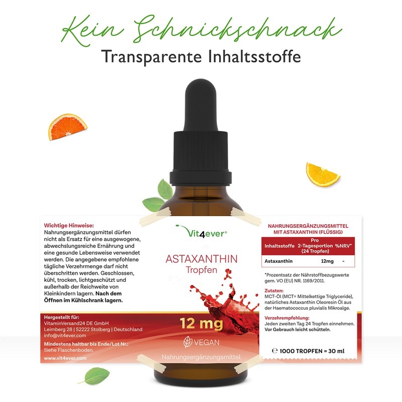 Astaxanthin Drops - High Dose with 12 mg Astaxanthin Per