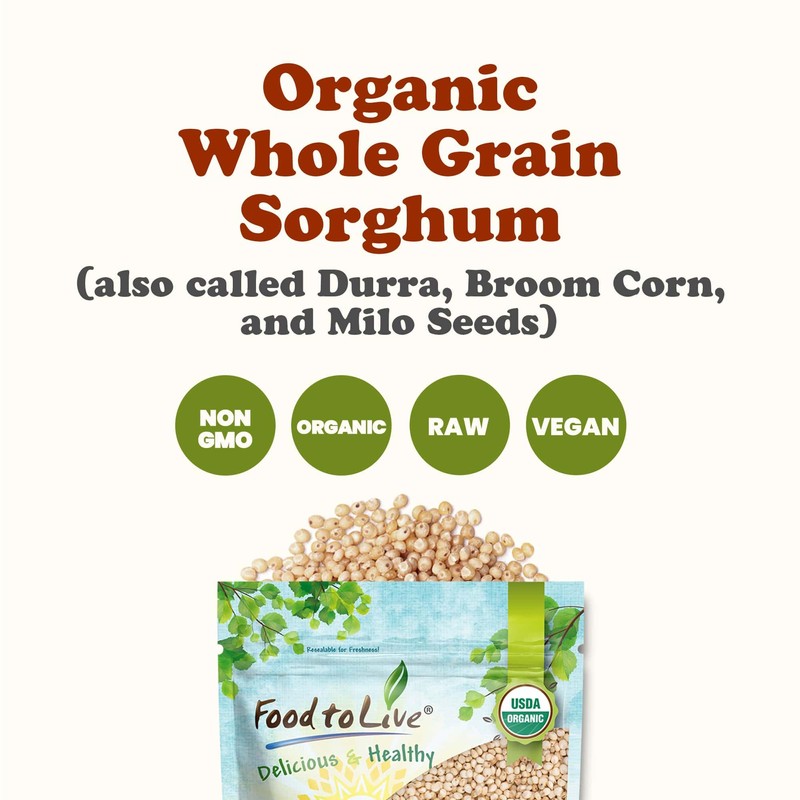 Food to Live Organic Italian White Whole Grain Sorghum, 1.5