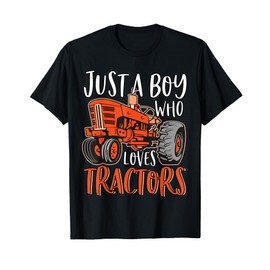 Just A Boy Who Loves Tractors Cute Funny Tractor Farming T-Shirt