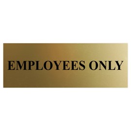 All Quality Basic Employees Only Wall or Door Sign - Easy Installation | Staff Only Signage‌ - Brushed Gold - Small (5 Pack)
