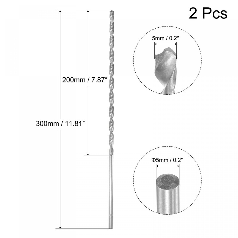 sourcing map 2 pieces HSS twist drills (high-speed steel) extra