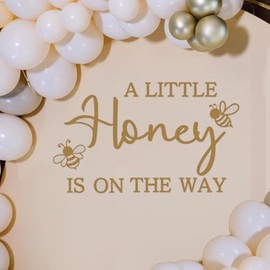 A Little Honey is on the Way Baby Shower Party Decal Sign, Honey Bee Themed Gender Reveal Girl or Boy Baby Shower Decal, Welcome Baby Party Balloon Arch Decal, 1.8" x 25.5"