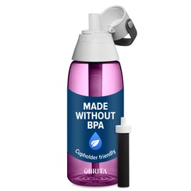 Brita Hard-Sided Plastic Premium Filtering Water Bottle, BPA-Free, Reusable, Replaces 300 Plastic Water Bottles, Filter Lasts 2 Months or 40 Gallons, Includes 1 Filter, Orchid - 36 oz.