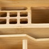 Relaxdays Bamboo Desk Organizer, Stationery Pen Holder, Office File Sorter