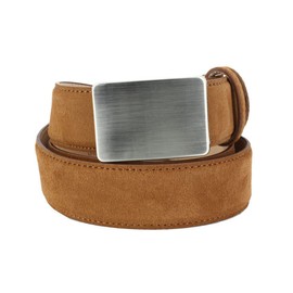 Tony & Paul. ALASKA suede belt Automatic buckle - Easy Clip, Leather, Toasted Bread, Plain. Made in Italy., Brown, S