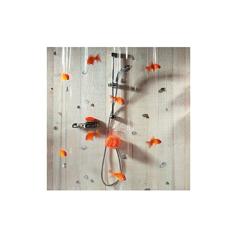 Spirella Goldfish Orange Plastic Shower Curtain 100% PVC Transparent Orange