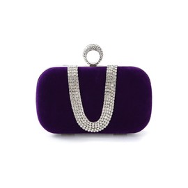 CORIOS Women Velvet Evening Bag Sparkly Rhinestone Clutch Bag Bridal Wedding Purse Charming Glittering Handbag Elegant Crossbody Bag Shoulder Bag for Wedding Banquet Cocktail Prom Party Purple