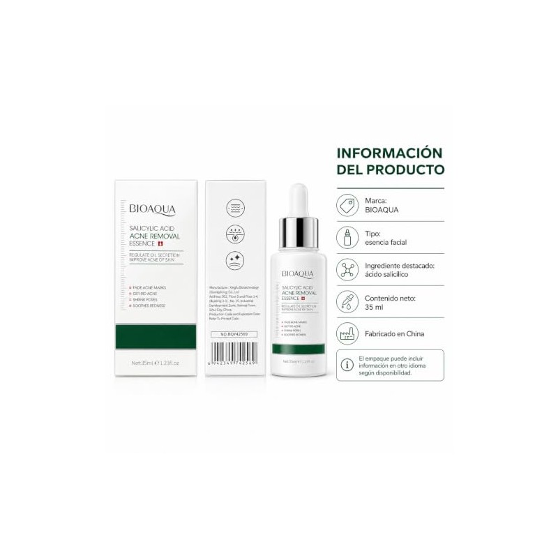 BIOAQUA Sérum Facial con Ácido Salicílico, 35 ml, para Acné,