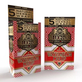 Billionaire Tea Wraps Watermelon Flavor Black Tea Leaf Herbal Wraps (Box of 25)