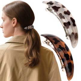 KIUEZIR 2 Stück Schildpatt Haarspangen für Damen, Langlebig Hochwertigem Metall Federhaarklemmen mit Gebogener Form, Eleganter Französischer Verschluss zum Dekorieren und Abteilen von Haaren