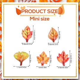 210pcs Mini Fall Leaves, 5 Styles Funny Miniature Autumn Leaves for Crafts, Small Tiny Resin Fall Decoration Supplies Suitable for Vase Filler Micro Landscape Garden Decor