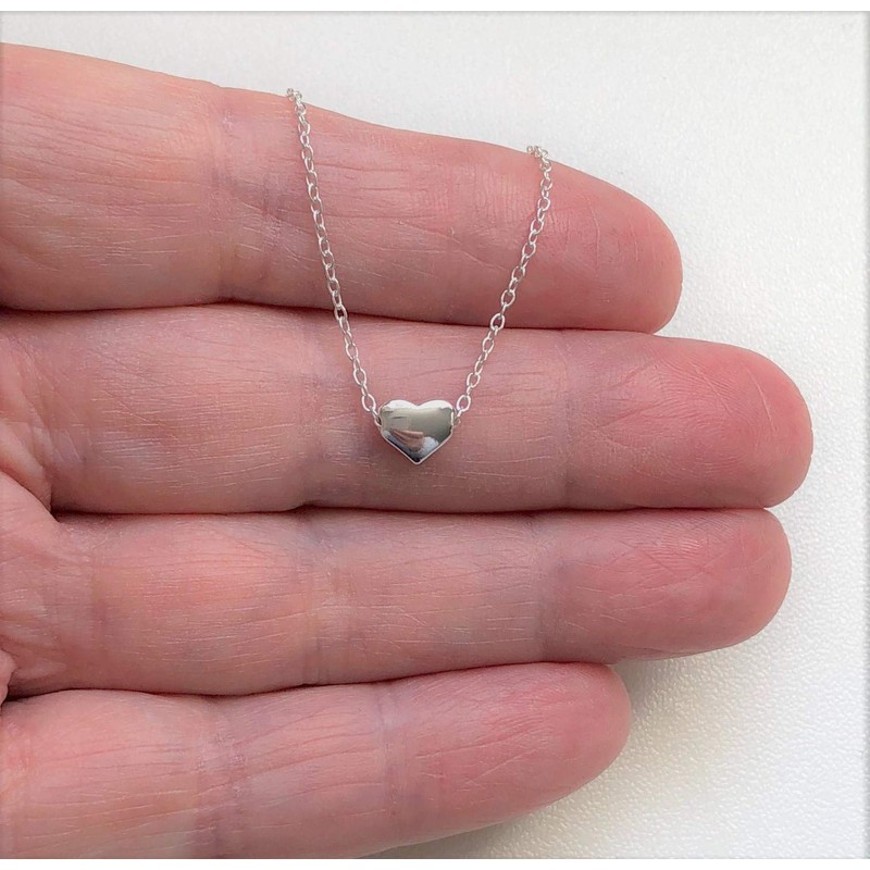 Love Heart Necklace 925 Sterling Silver Tiny and Discreet