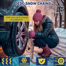 DEDC Snow Tire Chains for Car, SUV and Light Truck, 1 Min Quick Fit Easy Chainsaw Reusable Universal Emergency Traction Chain Tire Chains Width 235 245 255 265 275 285 - Set of 2 MS1619