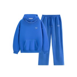 Aelfric Eden Womens Sweatsuits 2 Piece Set Oversized Fleece Hoodie and Sweatpants Track Suits Sweat Matching Lounge Pants Fall Blue X-Small