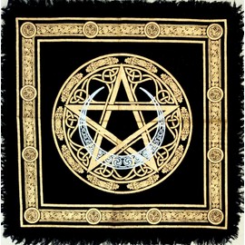 CRAFT KALA Altar Cloth Cards Divination Special Tablecloth Man Cave pegan Room Home Wall Decor wiccan alter cloths witchcraft Tentacle Sun Card Tapestry alter 18'' Crescent Pentagram 18x18 Inches