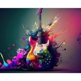 Aihonmin DIY Paint by Numbers Musical Instruments Picture,Canvas Oil Painting Kit for Kids&Adults,Acrylic Oil Painting On Canvas,Number Painting DIY Craft Kits for Home Bedroom Decoration DIY Frame
