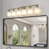 Modern 6-Light Golden Bathroom Vanity Light Frosted Glass Wall Mount