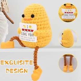 for Women Men Boyfriend Girlfriend Wife Husband Couple, Birthday Christmas for Her Him, Handmade Crochet Knitted Cute Duck