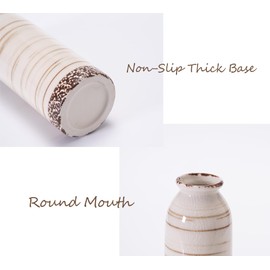 VASETOPIA Beige Ceramic Vase Set of 3, Farmhouse Decorative Vase for Pampas Grass, Living Room, Bathroom, Bookshelf, Centerpieces Beige