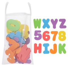 Toddmomy Alphabet Numbers Bath Toys with Bag, Baby Toddler Preschool Educational Toys, Mesh Bath Toy Holder