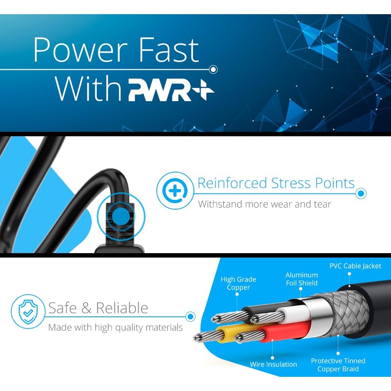 Universal 2-Slot White Power Cord for Tv Electronics and Laptops