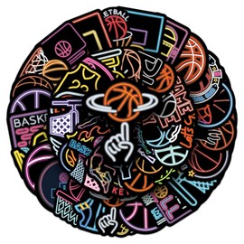 Basketball Stickers 50 Pieces Cute Decoration for Car Laptop Skateboard Bicycle Moped Motorcycle Bicycle Computer Suitable for Adults Children Neon Aesthetic Sticker Set