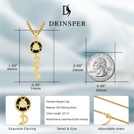 DRINSPER Hecate Key Necklace Hekate Goddess Of Witches Pentagram Pendant For Women 925 Sterling Silver Triple Moon Greek Mythology Hecate Wiccan Pagan Crystal Magic Witchcraft Amulet Jewelry Gift,Gold