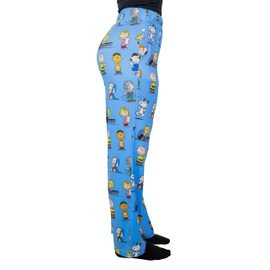 Peanuts Charlie Brown & Snoopy Themed Pajama Bottoms - Comfy, Loose-Fit, Ultra-Soft Loungewear - Blue (Snoopy Friends are for Life Pants, Medium)