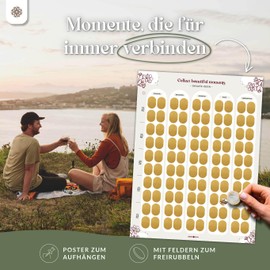 LEBENSKOMPASS Bucket List Scratch Poster - 100 Date Ideas for Couples - Creative Couple Gifts for Memorable Experiences with Your Partner