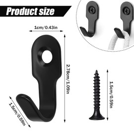 Cleminsta Pack of 30 Single Hooks Mini Hooks for Screwing Wall Hooks Stainless Steel Bathroom Hooks with Screws Clothes Hooks Bedroom and Living Room Can Be Used 27 mm (Black)