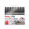 Pentel Arts Brush Sign Pen Artist Wallet of 12 Assorted