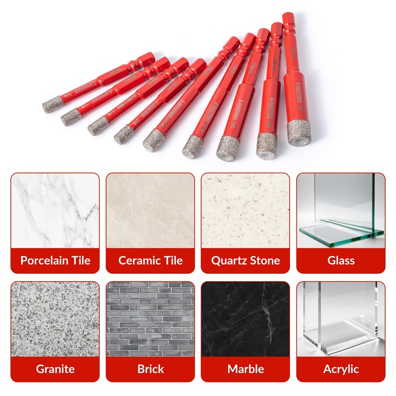 ZURPEMH 10pcs Diamond Drill Bit Sets, Core Drills for Porcelain,