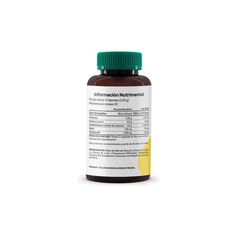 Kit 2 Piezas Suplemento Curcuma Turmeric (60 Caps) Pronat Sabor